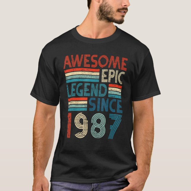 35th Year Old Birthday  Awesome Epic Legend Since  T-Shirt (Front)