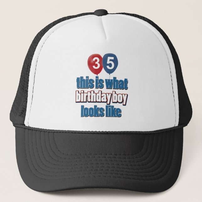 35th year old birthday designs trucker hat (Front)