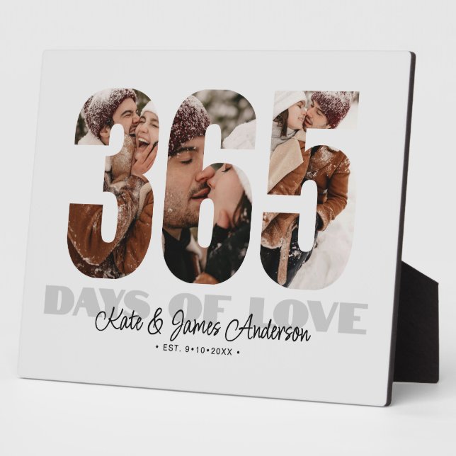 365 Days of Love 1st Anniversary Photo Plaque (Side)