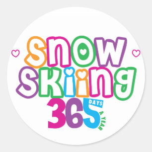365 Snow Skiing Classic Round Sticker