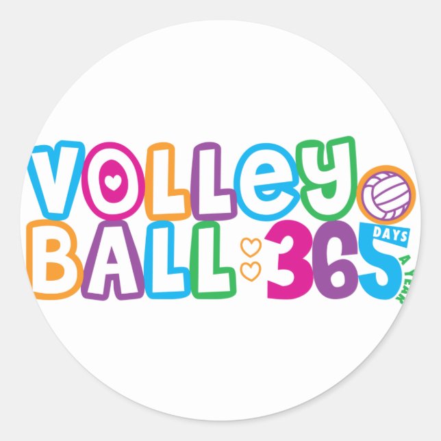 365 Volleyball Classic Round Sticker (Front)