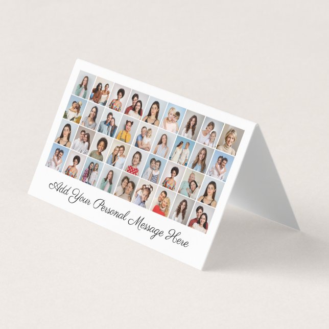 36 Photo Collage Add Your Greeting Editable Colour Business Card (Front)