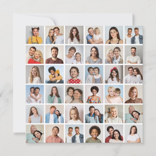 36 Photo Collage Editable Colour Greeting Card (Front)