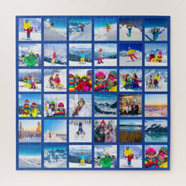 36 Photo Grid Collage Dark Blue Jigsaw Puzzle (Vertical)