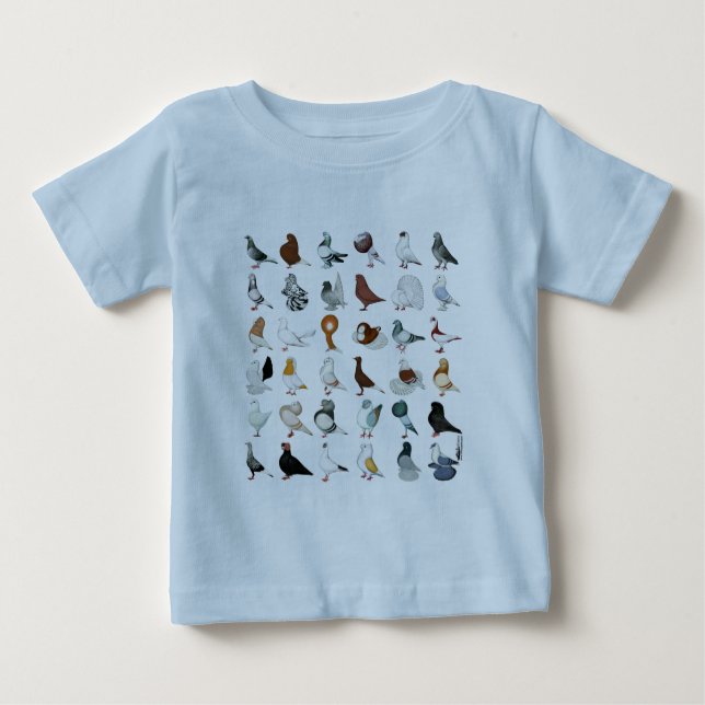 36 Pigeon Breeds Baby T-Shirt (Front)