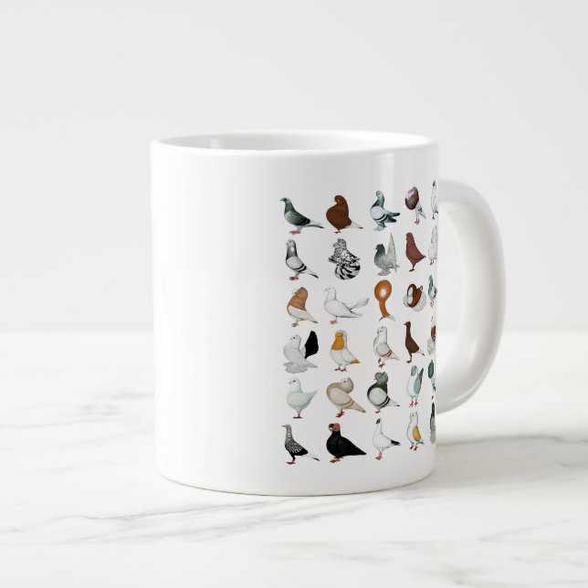 36 Pigeon Breeds Large Coffee Mug (Front Right)