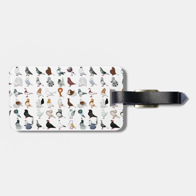 36 Pigeon Breeds Luggage Tag (Back Horizontal)