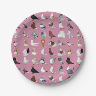 36 Pigeon Breeds Paper Plate