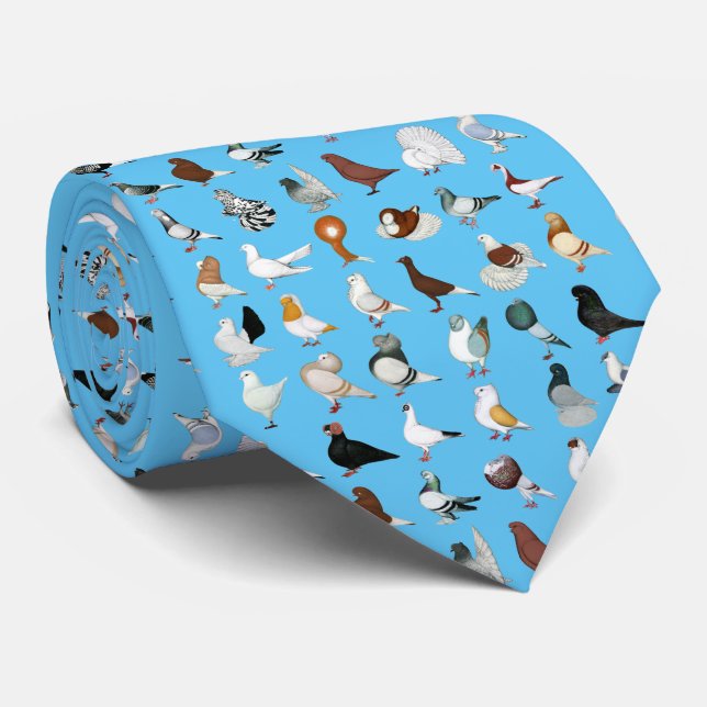36 Pigeon Breeds Tie (Rolled)
