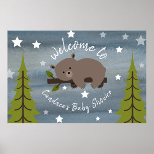 36" x 24" Sleepy Bear Baby Shower Poster