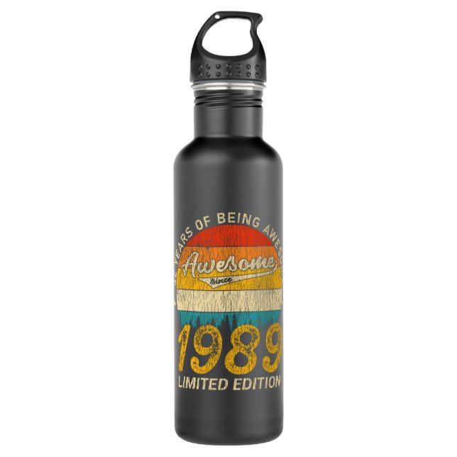 36 Year Old 1989 Retro Awesome 36th Birthday Gift 710 Ml Water Bottle (Front)