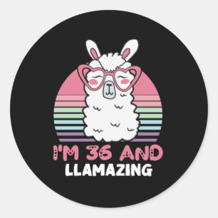 36 Year Old Bday Llamazing 36th Birthday Llama Classic Round Sticker