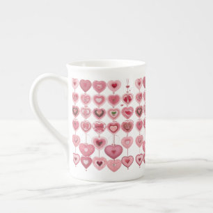 36Pcs Valentine's Day Heart Shaped - Rose Gold Bone China Mug