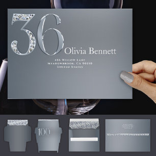 36th Anniversary Diamond Number Nine Silver Gray Envelope