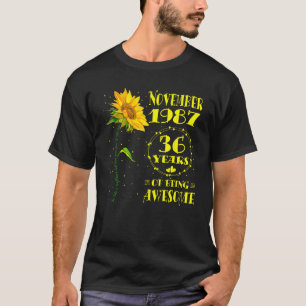 36th Birthday 36 Year Old Sunflower  Born November T-Shirt