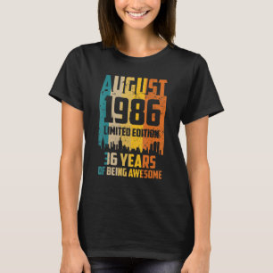 36th Birthday 36 Years Awesome Since August 1986 V T-Shirt