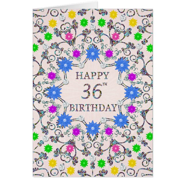 36th Birthday Abstract Flowers  (Front)