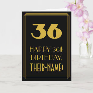 36th Birthday – Art Deco Inspired Look "36" & Name Card