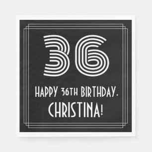 36th Birthday: Art Deco Inspired Look "36" + Name Napkin