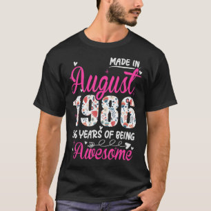 36th Birthday Awesome Since August 1986 Floral T-Shirt