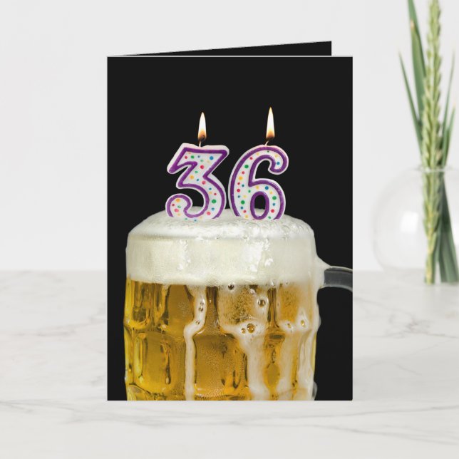 36th Birthday Beer on black Card (Front)