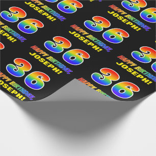 36th Birthday: Bold, Fun, Simple, Rainbow 36 Wrapping Paper
