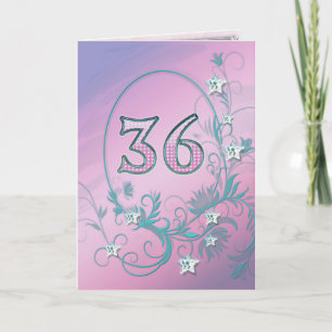 36th Birthday card with diamond stars