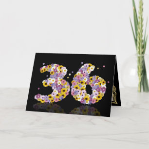36th birthday card with flowery letters