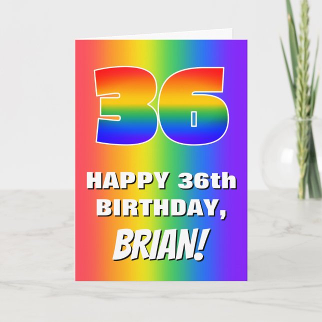 36th Birthday: Colorful, Fun Rainbow Pattern # 36 Card (Front)