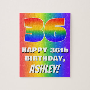 36th Birthday: Colourful, Fun Rainbow Pattern # 36 Jigsaw Puzzle