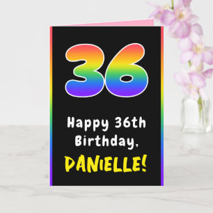 36th Birthday: Colourful Rainbow # 36, Custom Name Card