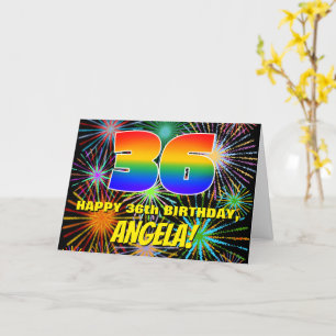 36th Birthday: Fun, Colourful Celebratory Firework Card