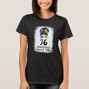 36th Birthday Girl Tie Dye Messy Bun Awesome Since T-Shirt