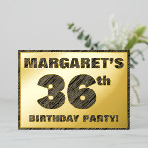 36th Birthday Party — Bold, Faux Wood Grain Text