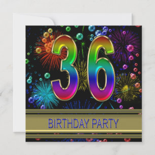 36th Birthday party Invitation with bubbles