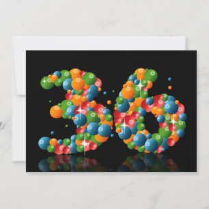 36th Birthday party, with bubbles and balls Invitation