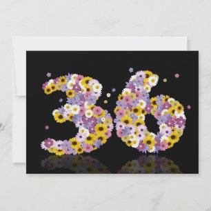 36th Birthday party, with flowered letters Invitation