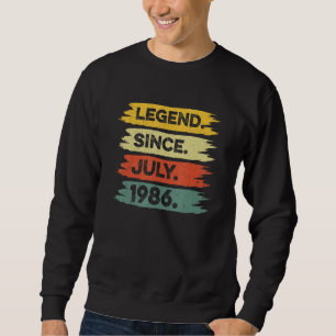 36th Birthday Retro Vintage Legend Since July 1986 Sweatshirt