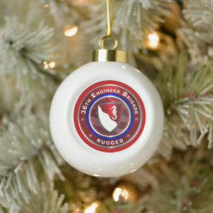 36th ENGINEER BRIGADE  Ceramic Ball Christmas Ornament