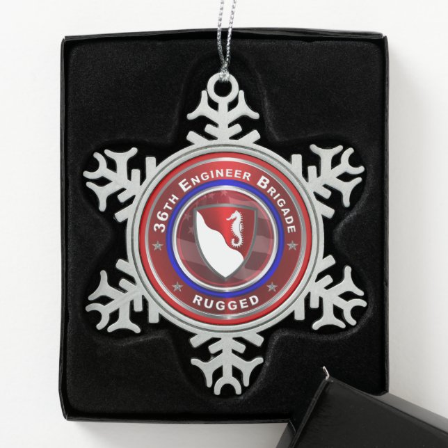 36th ENGINEER BRIGADE   Snowflake Pewter Christmas Ornament (Box)