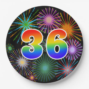 36th Event - Fun, Colourful, Bold, Rainbow 36 Paper Plate