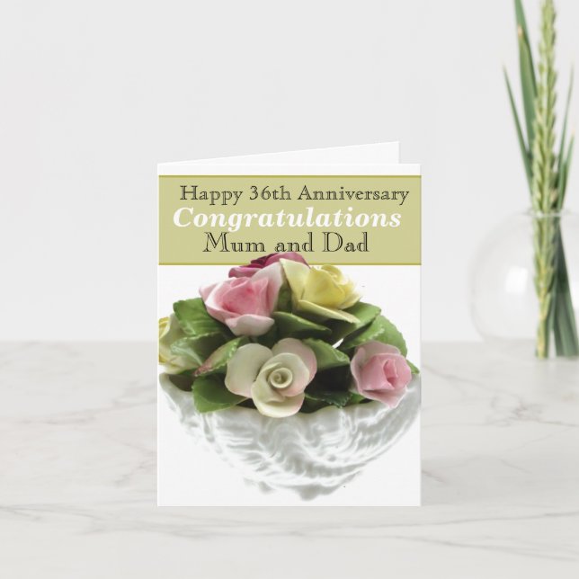 36th Wedding Anniversary bone china, editable Card (Front)