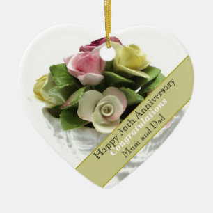 36th Wedding Anniversary bone china editable    Ceramic Ornament
