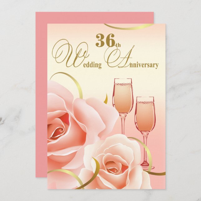 36th Wedding Anniversary Party Invitations (Front/Back)