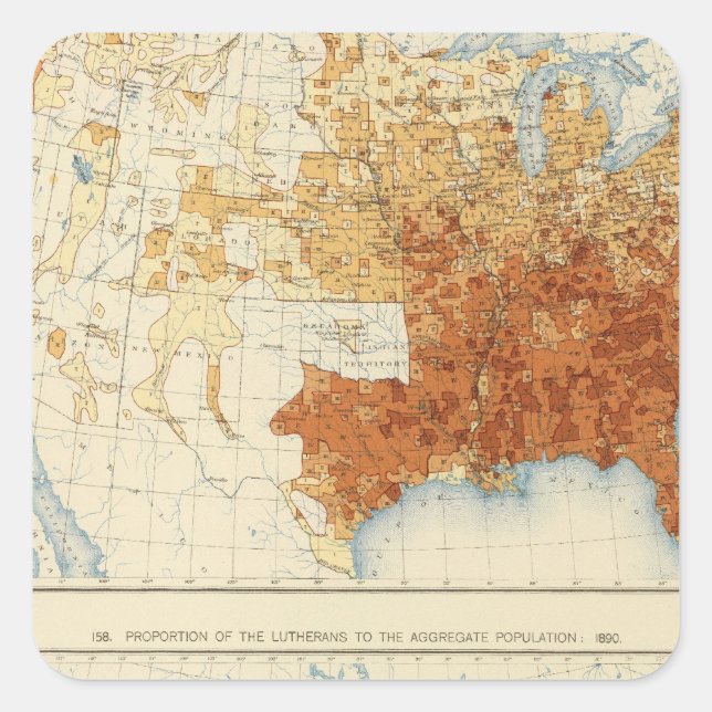 37 Baptists, Lutherans 1890 Square Sticker (Front)