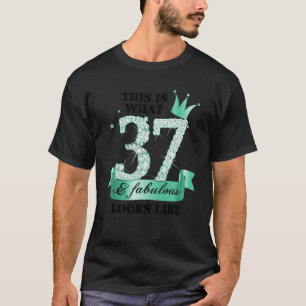 37 & Fabulous I Turquoise White Party Group Photo  T-Shirt