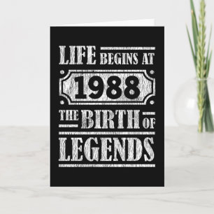 37 Year Old 1988 Birth Of Legend 37th Birthday Card