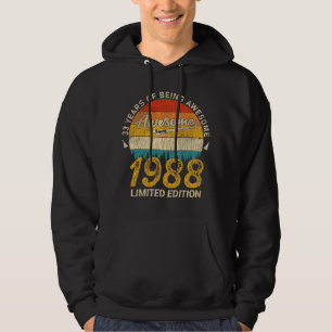 37 Year Old 1988 Retro Awesome 37th Birthday Gift Hoodie