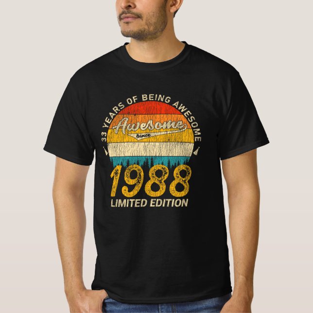 37 Year Old 1988 Retro Awesome 37th Birthday Gift T-Shirt (Front)