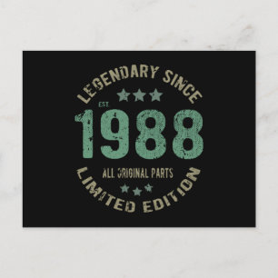 37 Year Old Bday 1988 Legend 37th Birthday Gift Postcard
